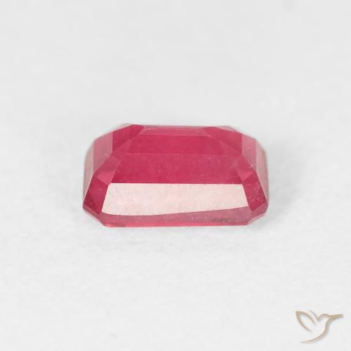 Rubi Vermelho rosado Natural 0.98ct, Corte Octógono / Esmeralda, VS