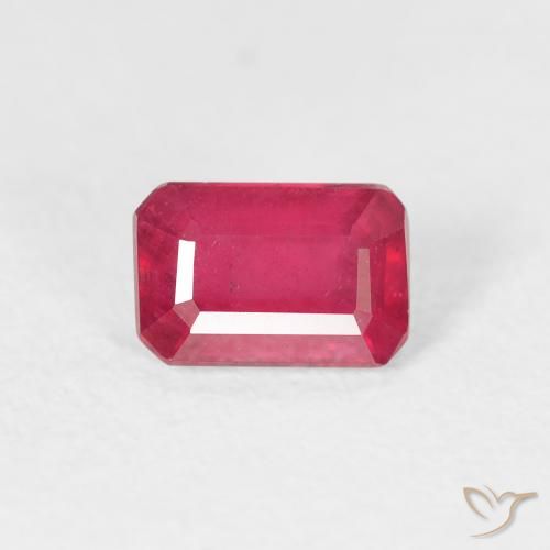 0.90ct Natural Vermelho rosado Rubi, Corte Esmeralda, VS