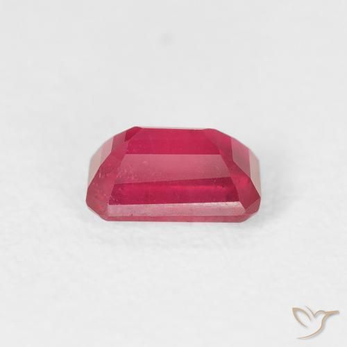 Rubi Vermelho rosado Natural 0.90ct, Corte Octógono / Esmeralda, VS