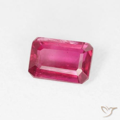 Rubi rosa avermelhado Natural 0.77ct, Corte Octógono / Esmeralda, VS