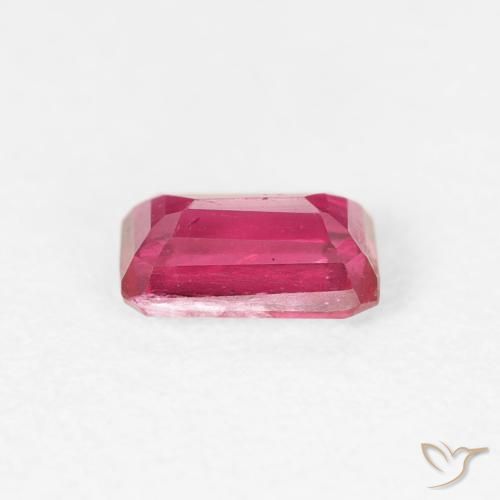 Rubi rosa avermelhado Natural 0.77ct, Corte Octógono / Esmeralda, VS