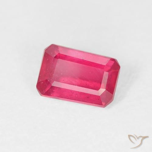 Rubi Vermelho rosado Natural 0.80ct, Corte Octógono / Esmeralda, VS