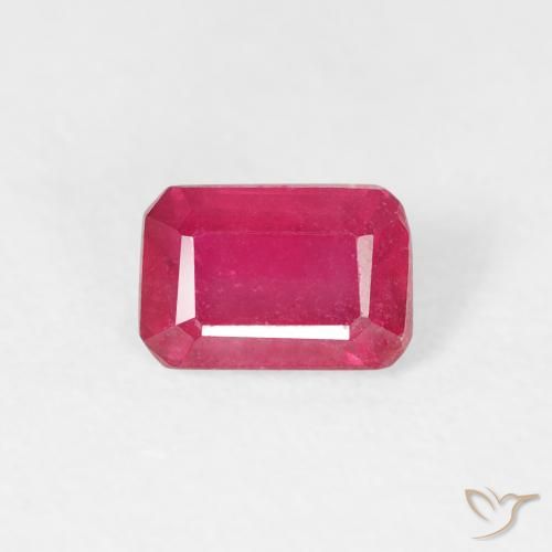 0.86ct Natural vermelho médio Rubi, Corte Esmeralda, VS