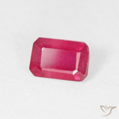 Rubi vermelho médio Natural 0.86ct, Corte Octógono / Esmeralda, VS