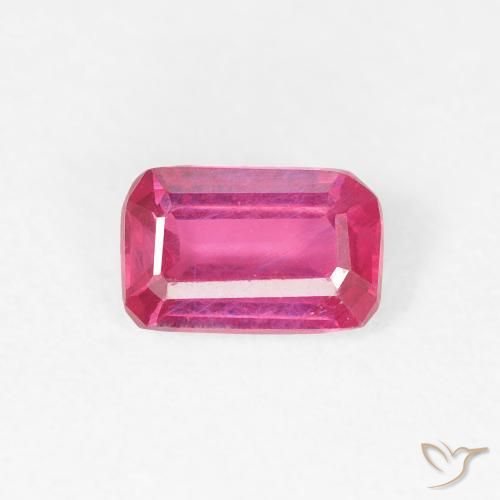 0.67ct Natural Vermelho rosado Rubi, Corte Esmeralda, VS