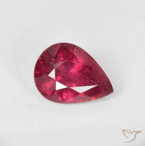 Rubi Vermelho rosado Natural 1.70ct, Formato de pêra, VS