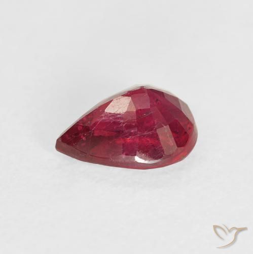 Rubi Vermelho rosado Natural 1.70ct, Formato de pêra, VS