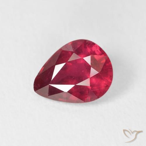 1.49ct Natural vermelho médio Rubi, Formato de pêra, VS