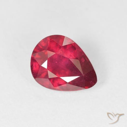 Rubi vermelho médio Natural 1.49ct, Formato de pêra, VS