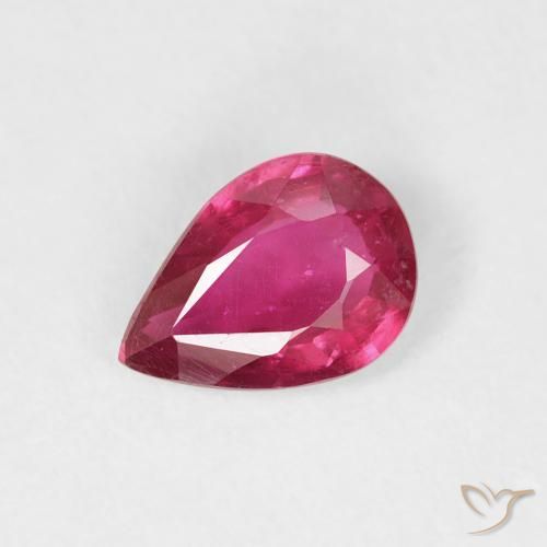 0.76ct Natural Vermelho rosado Rubi, Formato de pêra, VS-SI