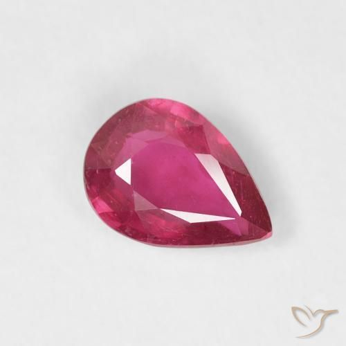 Rubi Vermelho rosado Natural 0.76ct, Formato de pêra, VS-SI