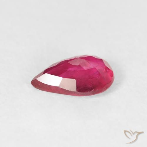 Rubi Vermelho rosado Natural 0.76ct, Formato de pêra, VS-SI