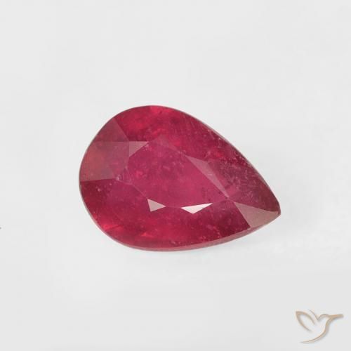 Rubi Carmesim Profundo Natural 0.89ct, Formato de pêra, VS-SI