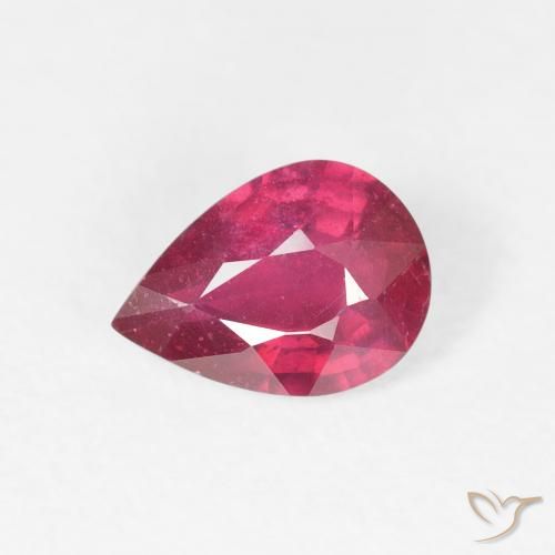 0.93ct Natural Vermelho rosado Rubi, Formato de pêra, VS-SI