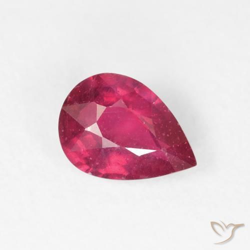 Rubi Vermelho rosado Natural 0.93ct, Formato de pêra, VS-SI