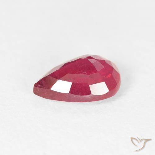 Rubi Vermelho rosado Natural 0.93ct, Formato de pêra, VS-SI