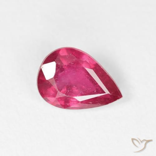 Rubi rosa avermelhado Natural 0.83ct, Formato de pêra, VS-SI