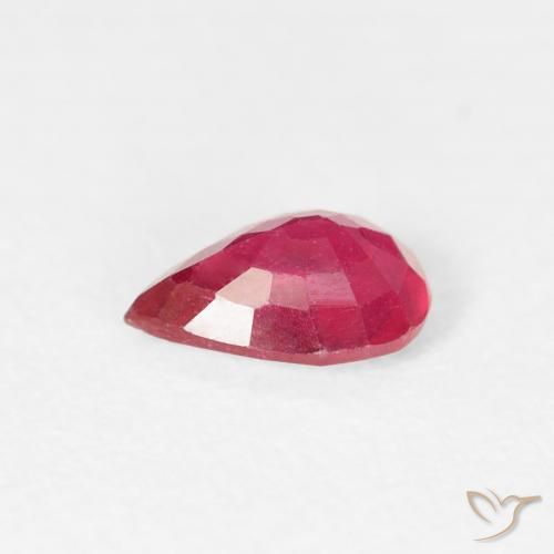 Rubi rosa avermelhado Natural 0.83ct, Formato de pêra, VS-SI