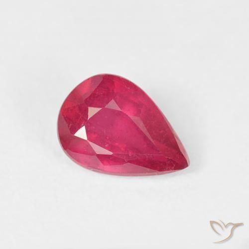 Rubi Vermelho rosado Natural 0.96ct, Formato de pêra, VS-SI