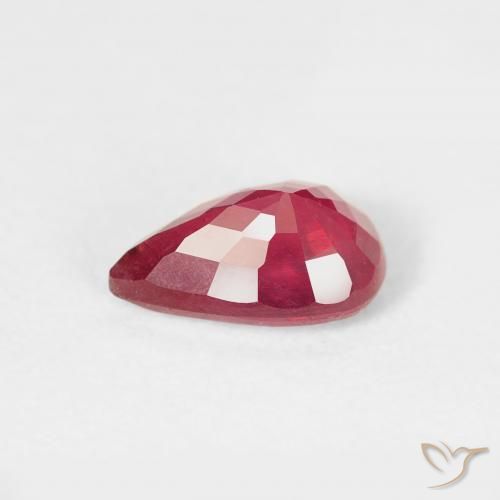 Rubi Vermelho rosado Natural 0.96ct, Formato de pêra, VS-SI