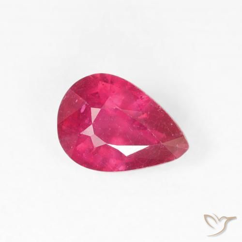 Rubi Vermelho rosado Natural 0.95ct, Formato de pêra, VS-SI
