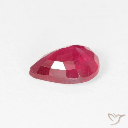 Rubi Vermelho rosado Natural 0.95ct, Formato de pêra, VS-SI