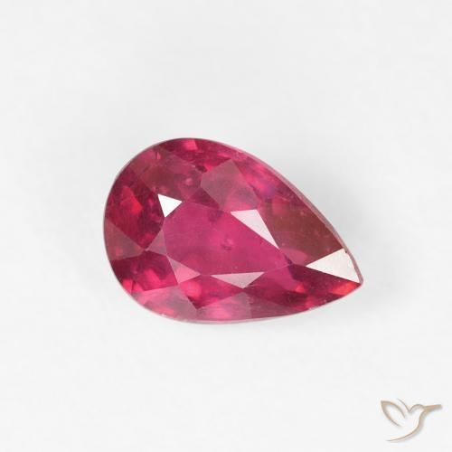 Rubi Rosa Avermelhado Profundo Natural 0.99ct, Formato de pêra, VS-SI