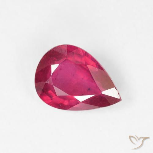 Rubi Luz vermelha Natural 0.97ct, Formato de pêra, VS-SI