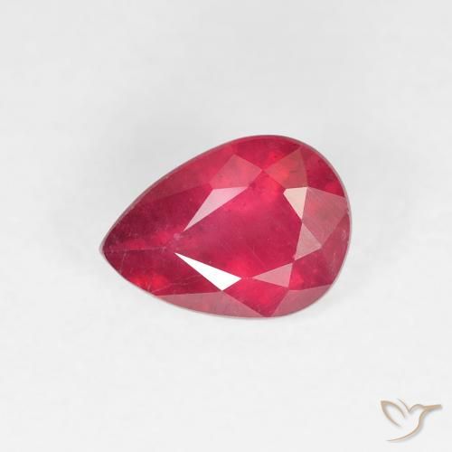0.97ct Natural Jam Red Rubi, Formato de pêra, VS-SI