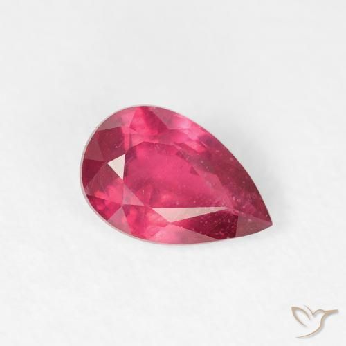 Rubi Rosa Avermelhado Profundo Natural 0.84ct, Formato de pêra, VS-SI