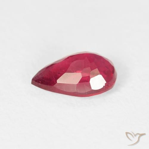 Rubi Rosa Avermelhado Profundo Natural 0.84ct, Formato de pêra, VS-SI
