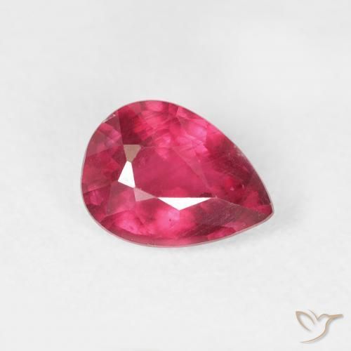Rubi Vermelho rosado Natural 1.04ct, Formato de pêra, VS-SI