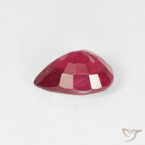 Rubi Vermelho rosado Natural 1.04ct, Formato de pêra, VS-SI