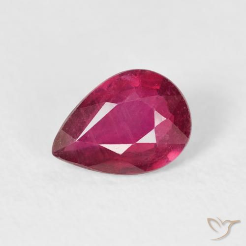 0.90ct Natural Vermelho rosado Rubi, Formato de pêra, VS-SI