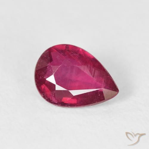 Rubi Vermelho rosado Natural 0.90ct, Formato de pêra, VS-SI