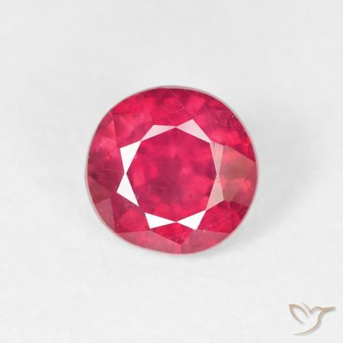 Rubi vermelho natural 1,00ct, corte redondo, VS