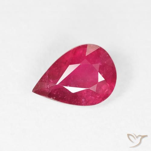 0.90ct Natural vermelho médio Rubi, Formato de pêra, VS-SI