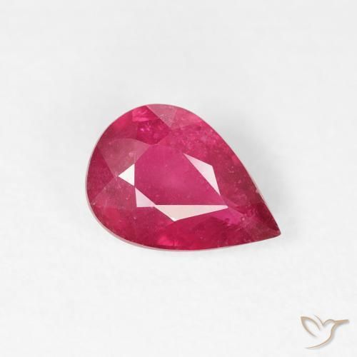 Rubi vermelho médio Natural 0.90ct, Formato de pêra, VS-SI
