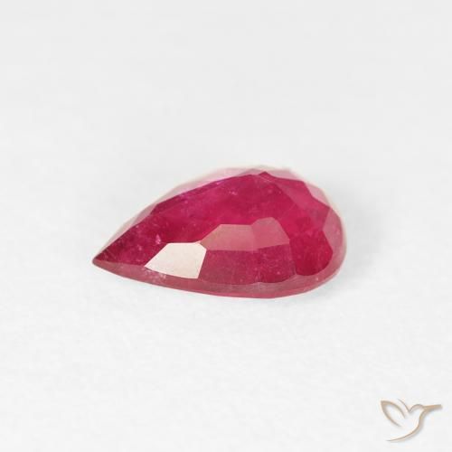 Rubi vermelho médio Natural 0.90ct, Formato de pêra, VS-SI