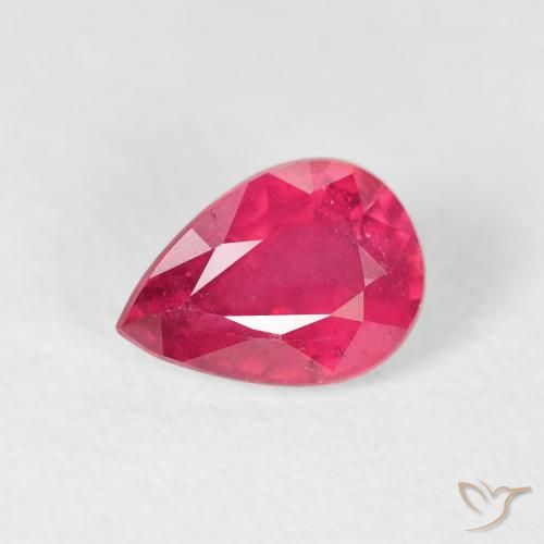 1.01ct Natural Vermelho rosado Rubi, Formato de pêra, VS-SI