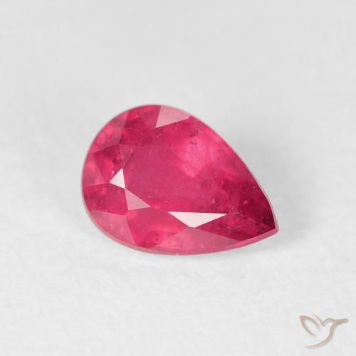 Rubi Vermelho rosado Natural 1.01ct, Formato de pêra, VS-SI