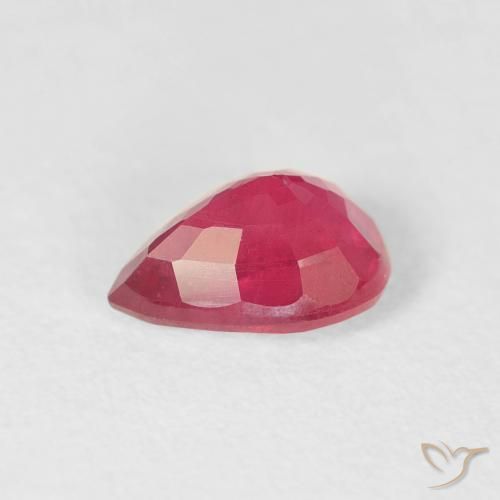 Rubi Vermelho rosado Natural 1.01ct, Formato de pêra, VS-SI