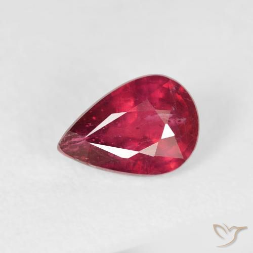 1.08ct Natural vermelho médio Rubi, Formato de pêra, VS-SI