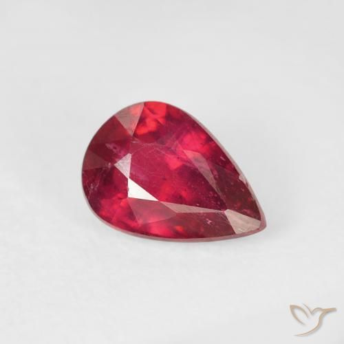 Rubi vermelho médio Natural 1.08ct, Formato de pêra, VS-SI
