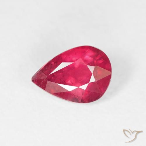 0.86ct Natural vermelho médio Rubi, Formato de pêra, VS-SI