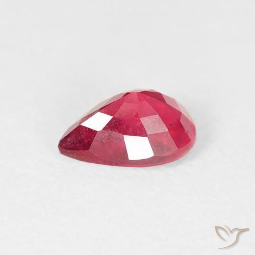Rubi vermelho médio Natural 0.86ct, Formato de pêra, VS-SI