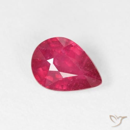 Rubi Carmesim Profundo Natural 0.86ct, Formato de pêra, VS-SI