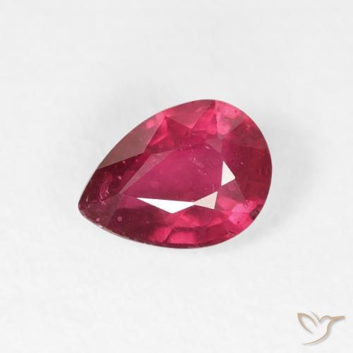 1.02ct Natural vermelho médio Rubi, Formato de pêra, VS-SI