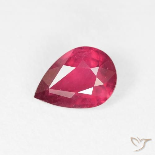 0.91ct Natural rosa avermelhado Rubi, Formato de pêra, VS-SI