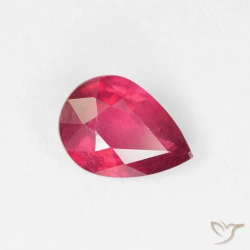 Rubi rosa avermelhado Natural 0.91ct, Formato de pêra, VS-SI